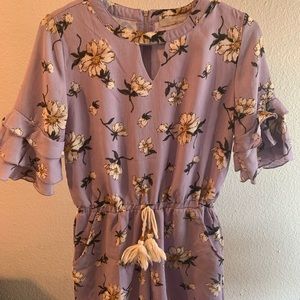 Light purple, girls romper, flutter sleeves, worn once